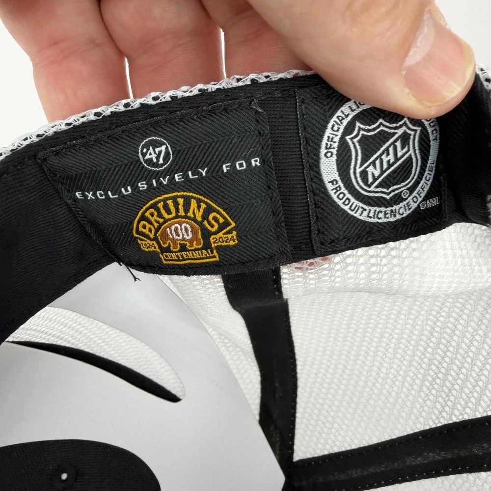 Boston Bruins Hat Cap Snap Back Mens OSFA Black NHL Hockey 47 Trucker Centennial